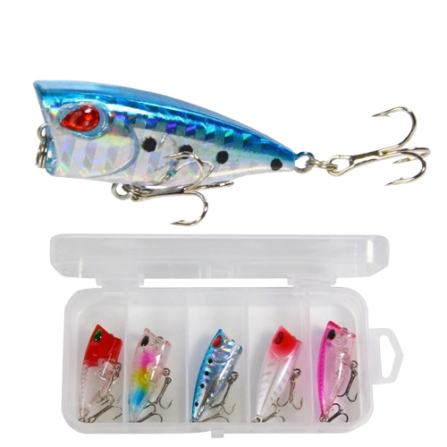 Iscas Mini Popper Superfície | Barulho Atraente | 5 Unidades